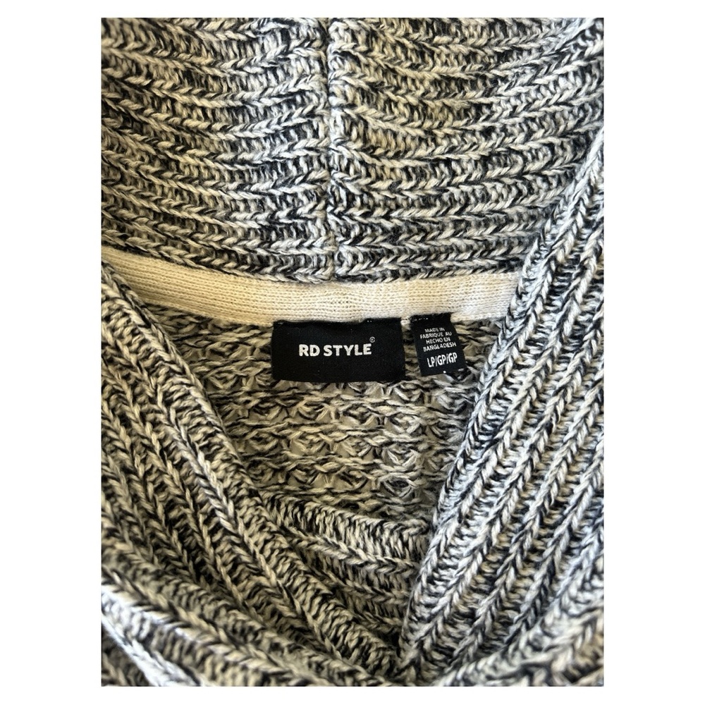 RD Style Black and White Cowl Neck Cable Knit Sweater| Size L - Picture 5 of 6